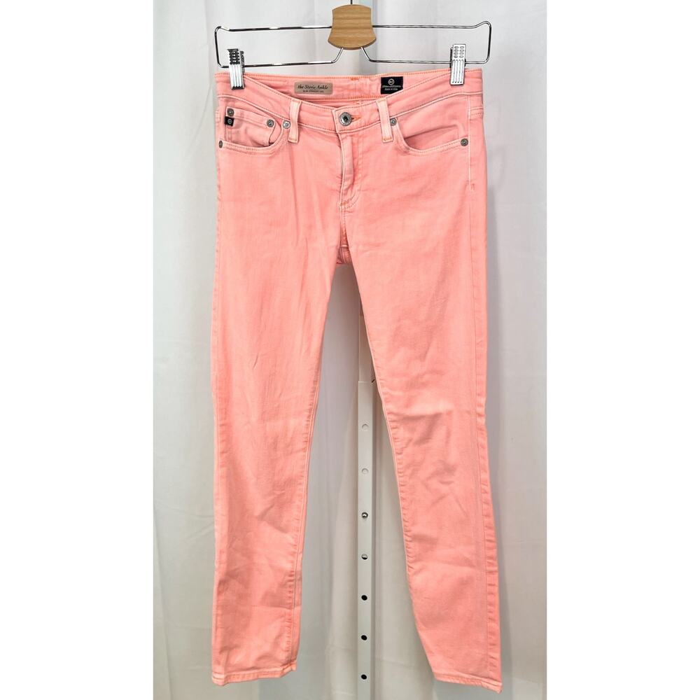 AG ADRIANO GOLDSCHMIED Size 26R The Stevie Ankle Jeans Slim Straight Coral Pink